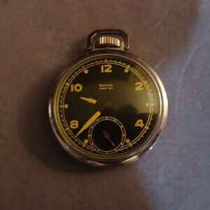 Vintage 1956 Black Dial Westclox Pocket Ben Pocket Watch